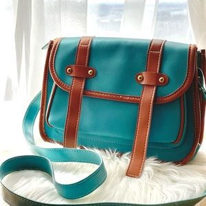 Vintage inspired faux leather cross body flap bag